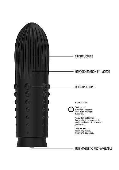 Elegance Lush Turbo Rechargeable Bullet Vibrator Black